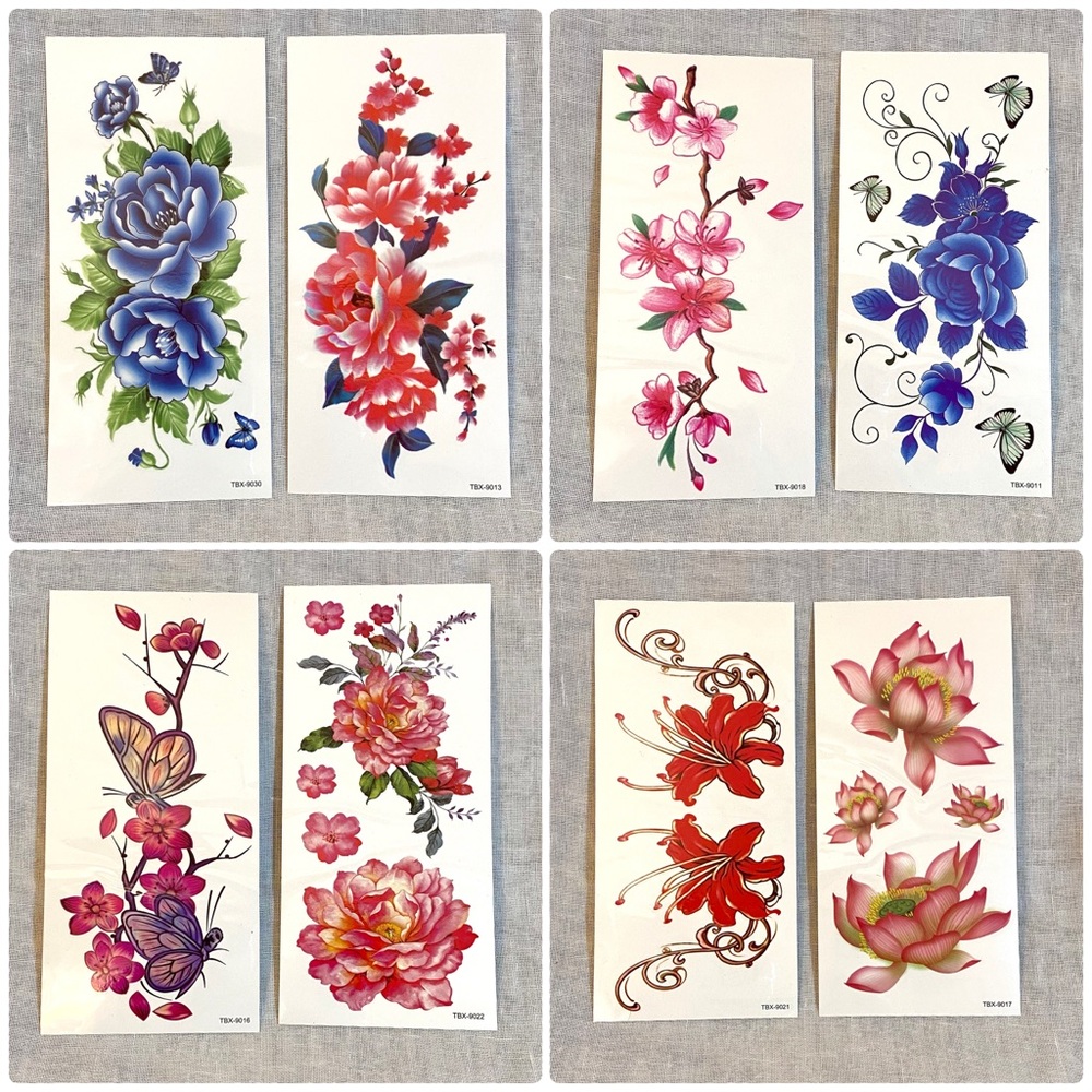 Floral Temporary Tattoo Sheets - Beautiful Body Decoration - Choose One